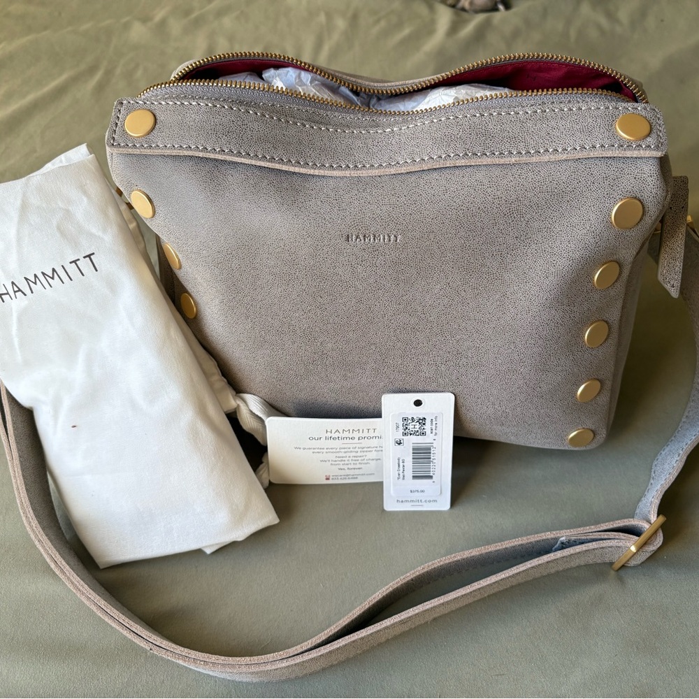 Hammitt Taupe Crossbody Bag with Gold Accents